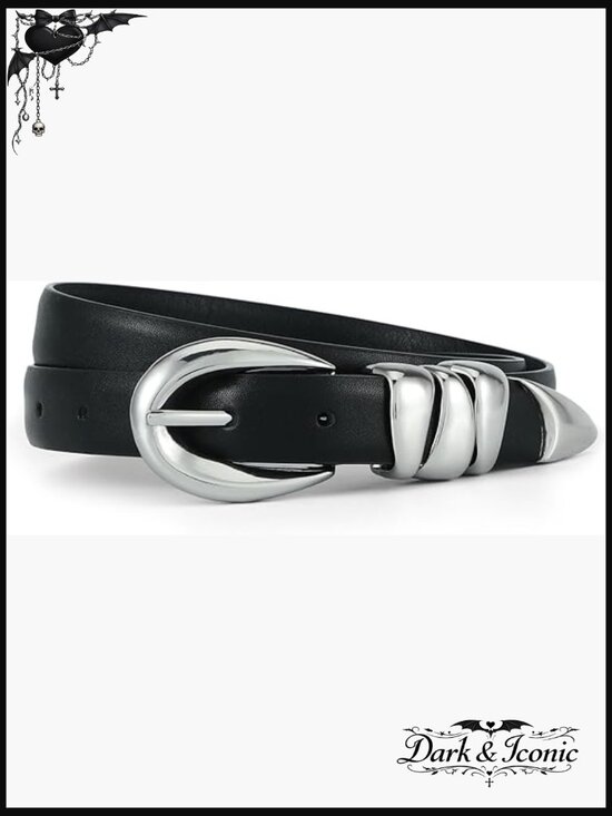 Women\'s Skinny Faux Leather Belt with Gold Buckle main image 6